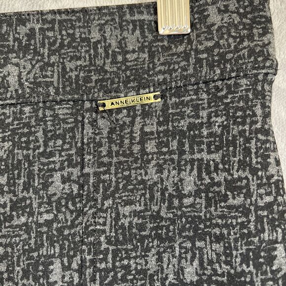 Anne Klein Pants Womens 10 Black Geometric Ponte Knit Pull On Ankle Career Work - Picture 4 of 12